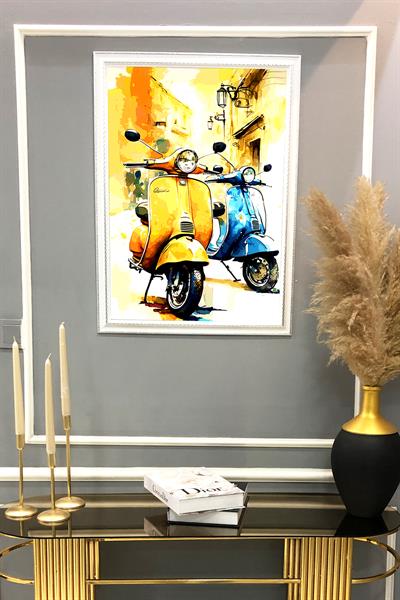 Dekoratif Modern Desenli Çerçeveli Tablo Duvar Tablosu 50x70cm