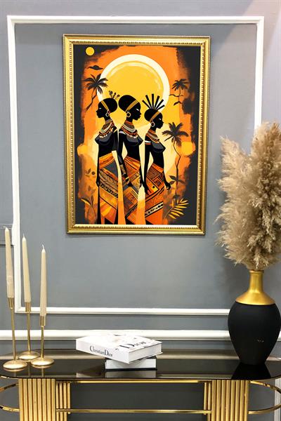 Dekoratif Modern Desenli Çerçeveli Tablo Duvar Tablosu 50x70cm