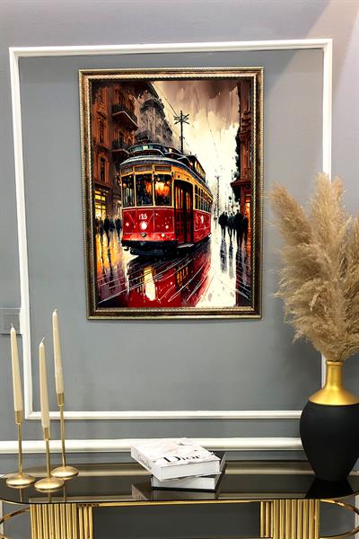 Dekoratif Modern Desenli Çerçeveli Tablo Duvar Tablosu 50x70cm
