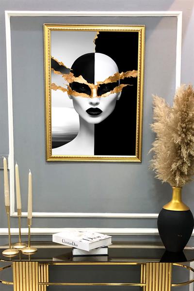 Dekoratif Modern Desenli Çerçeveli Tablo Duvar Tablosu 50x70cm