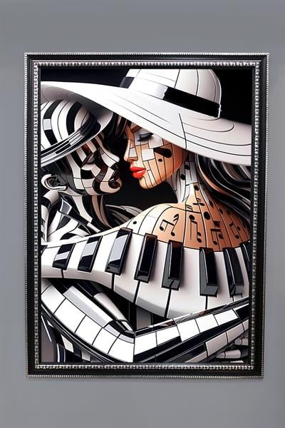 Dekoratif Modern Desenli Çerçeveli Tablo Duvar Tablosu 50x70cm