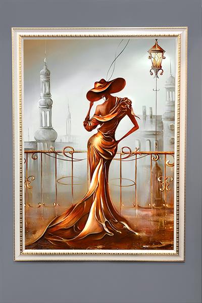 Dekoratif Modern Desenli Çerçeveli Tablo Duvar Tablosu 50x70cm