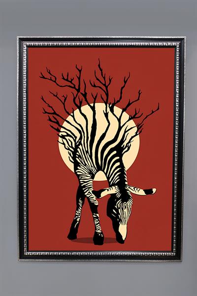 Dekoratif Modern Desenli Çerçeveli Tablo Duvar Tablosu 50x70cm