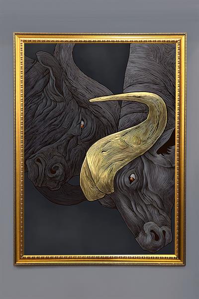 Dekoratif Modern Desenli Çerçeveli Tablo Duvar Tablosu 50x70cm