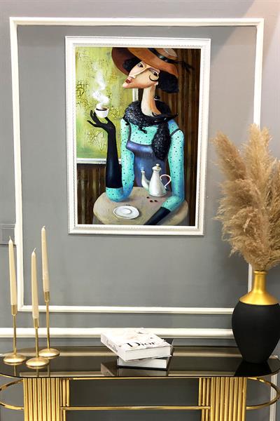 Dekoratif Modern Desenli Çerçeveli Tablo Duvar Tablosu 50x70cm