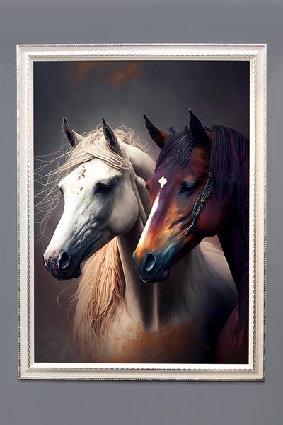 Dekoratif Modern Desenli Çerçeveli Tablo Duvar Tablosu 50x70cm