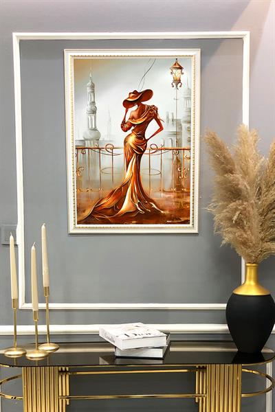 Dekoratif Modern Desenli Çerçeveli Tablo Duvar Tablosu 50x70cm