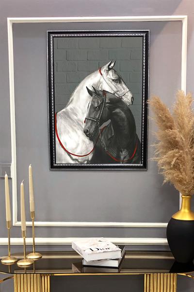 Dekoratif Modern Desenli Çerçeveli Tablo Duvar Tablosu 50x70cm
