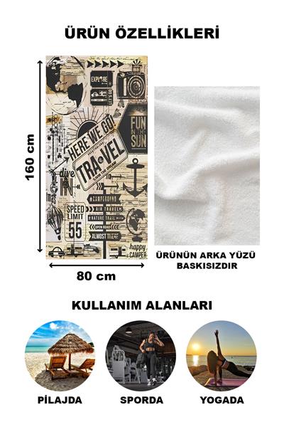 Dekoratif Modern Desenli Plaj Deniz Havlusu Peştamal 80x160 CM LION12