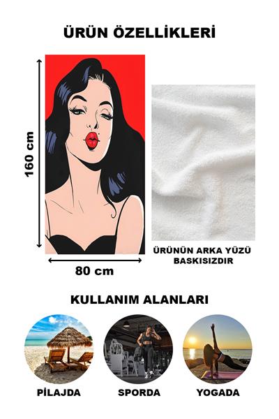 Dekoratif Modern Desenli Plaj Deniz Havlusu Peştamal 80x160 CM TRL01