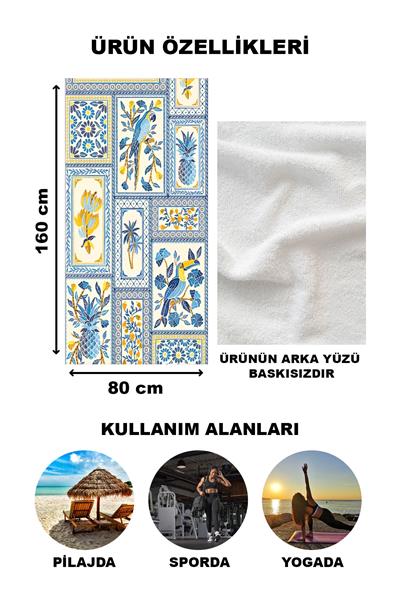 Dekoratif Modern Desenli Plaj Deniz Havlusu Peştamal 80x160 CM LION16