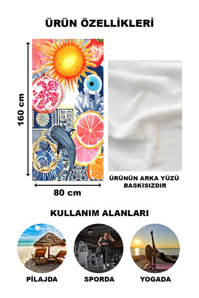 Dekoratif Modern Desenli Plaj Deniz Havlusu Peştamal 80x160 CM NRM20