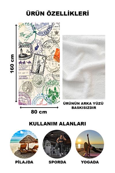 Dekoratif Modern Desenli Plaj Deniz Havlusu Peştamal 80x160 CM LION13