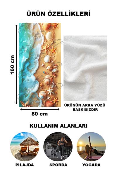 Dekoratif Modern Desenli Plaj Deniz Havlusu Peştamal 80x160 CM PİKA20