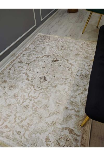 Dekoratif Modern Klasik Desenli Kaymaz Taban Yıkanabilir Leke Tutmaz Dokuma Taban Halı Drk8054-6