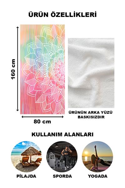 Dekoratif Modern Mandala Desenli Plaj Deniz Havlusu Peştamal 80x160 CM MD02
