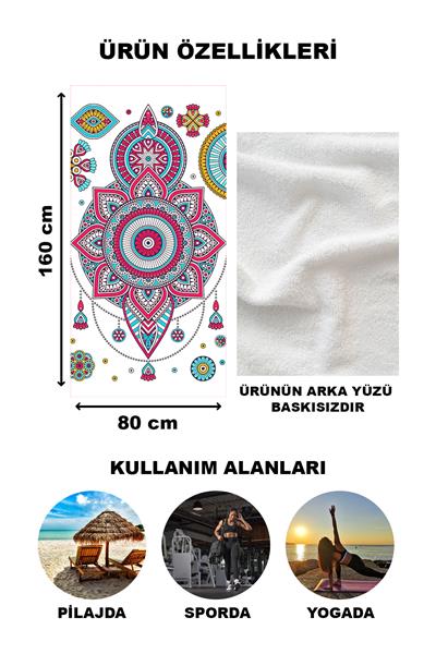 Dekoratif Modern Mandala Desenli Plaj Deniz Havlusu Peştamal 80x160 CM MD07