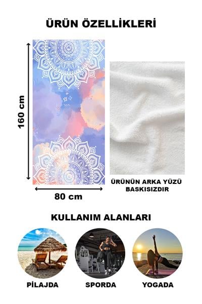 Dekoratif Modern Mandala Desenli Plaj Deniz Havlusu Peştamal 80x160 CM MD03