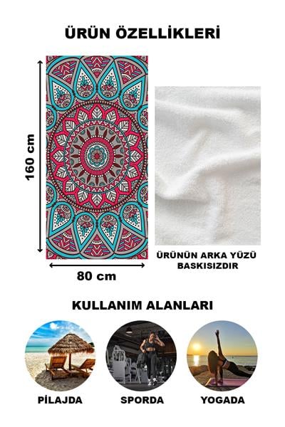 Dekoratif Modern Mandala Desenli Plaj Deniz Havlusu Peştamal 80x160 CM MD04