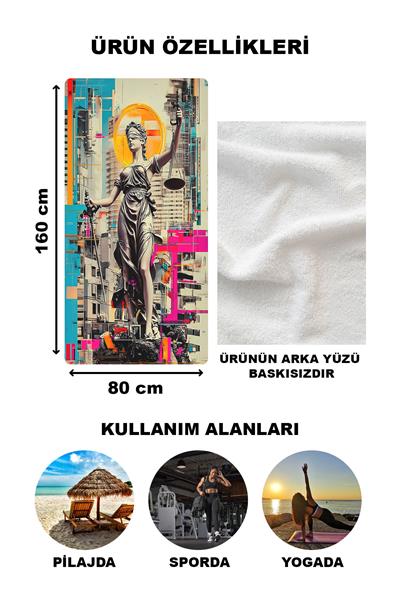 Dekoratif Modern Retro Desenli Plaj Deniz Havlusu Peştamal 80x160 CM RTR05