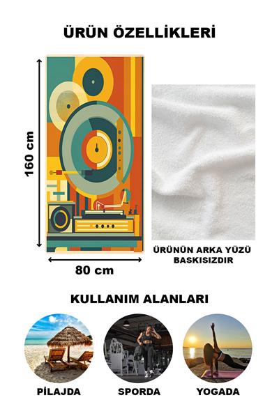 Dekoratif Modern Retro Desenli Plaj Deniz Havlusu Peştamal 80x160 CM RTR01