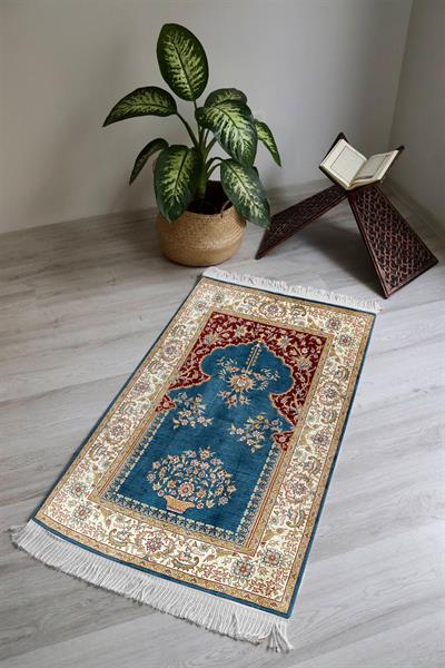 Dijital Baskı Kaymaz Taban Yıkanabilir Püsküllü Seccade