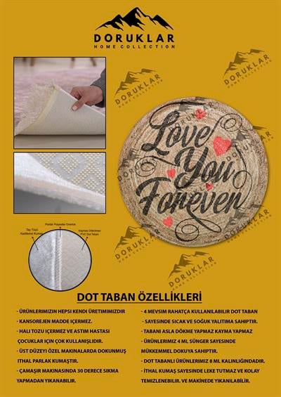 Dijital Baskı Kaymaz Taban Yıkanabilir Hasır-Jüt Görünümlü Yuvarlak Halı