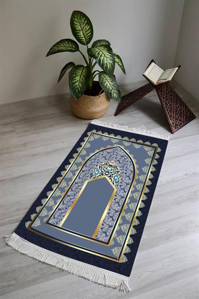 Dijital Baskı Kaymaz Taban Yıkanabilir Püsküllü Seccade