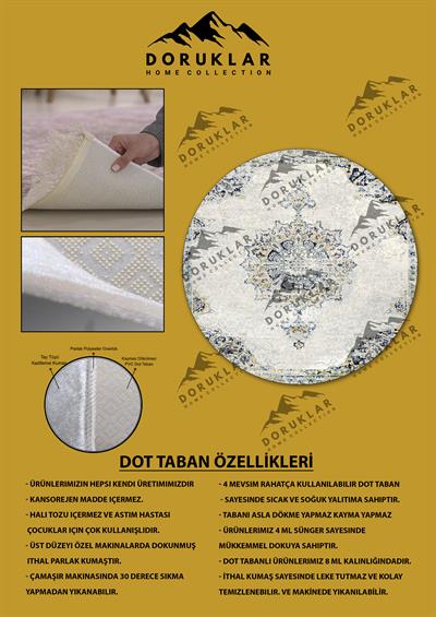 Dijital Baskı Kaymaz Taban Yıkanabilir Dekoratif  Yuvarlak Halı