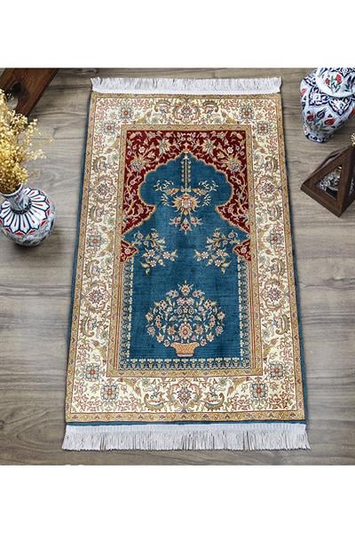 Dijital Baskı Kaymaz Taban Yıkanabilir Püsküllü Seccade