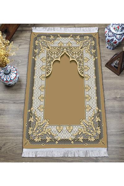 Dijital Baskı Kaymaz Taban Yıkanabilir Püsküllü Seccade
