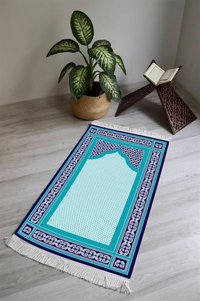 Dijital Baskı Kaymaz Taban Yıkanabilir Püsküllü Seccade
