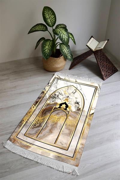 Dijital Baskı Kaymaz Taban Yıkanabilir Püsküllü Seccade