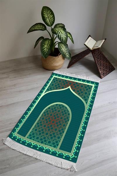 Dijital Baskı Kaymaz Taban Yıkanabilir Püsküllü Seccade