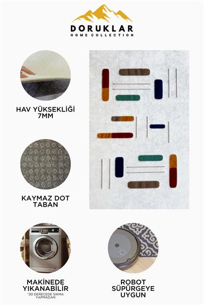 Dijital Baskı Kaymaz Taban Yıkanabilir 2'li Punch Banyo Paspas Takımı PCP004