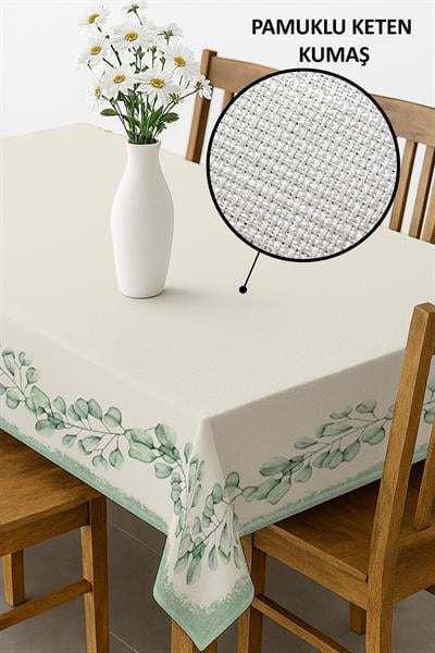 Dijital Baskı Pamuklu Keten Kumaş 150x200cm Masa Örtüsü - Runner Hediyeli MSRT005