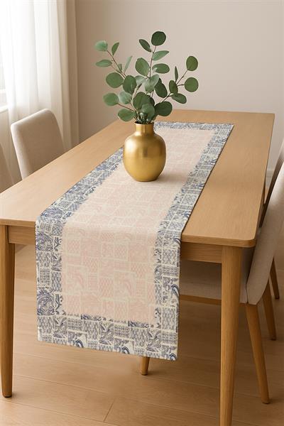 Dijital Baskı Pamuklu Keten Kumaş 150x200cm Masa Örtüsü - Runner Hediyeli MSRT003