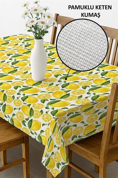 Dijital Baskı Pamuklu Keten Kumaş 150x200cm Masa Örtüsü - Runner Hediyeli MSRT008