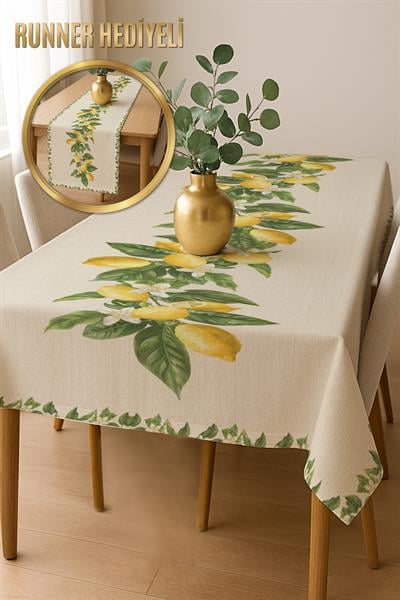 Dijital Baskı Pamuklu Keten Kumaş 150x200cm Masa Örtüsü - Runner Hediyeli MSRT001