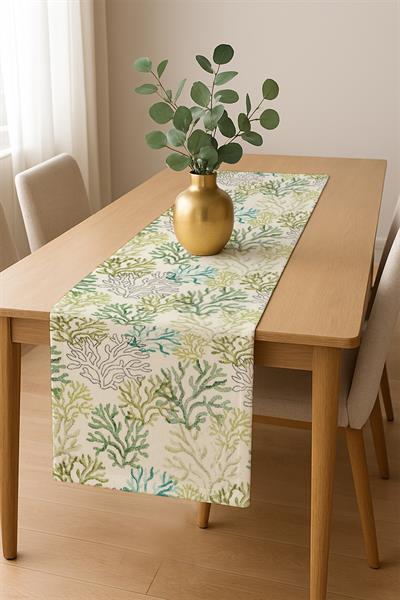 Dijital Baskı Pamuklu Keten Kumaş 150x200cm Masa Örtüsü - Runner Hediyeli MSRT009