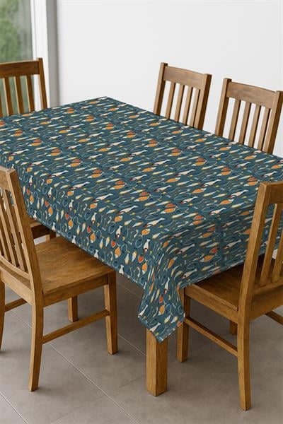 Dijital Baskı Pamuklu Keten Kumaş 150x200cm Masa Örtüsü - Runner Hediyeli MSRT013