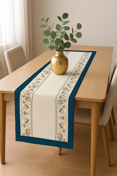 Dijital Baskı Pamuklu Keten Kumaş 150x200cm Masa Örtüsü - Runner Hediyeli MSRT007