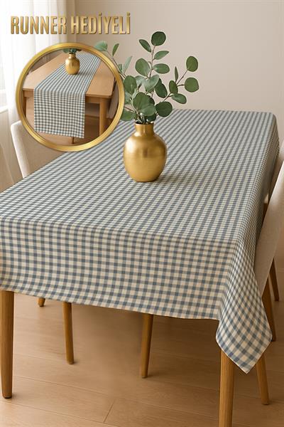 Dijital Baskı Pamuklu Keten Kumaş 150x200cm Masa Örtüsü - Runner Hediyeli MSRT017
