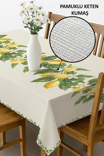 Dijital Baskı Pamuklu Keten Kumaş 150x200cm Masa Örtüsü - Runner Hediyeli MSRT001