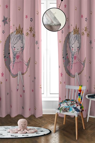 Dijital Baskı Yıkanabilir Aykız Desenli 2 Kanat Bebek ve Çocuk Odası Fon Perdesi