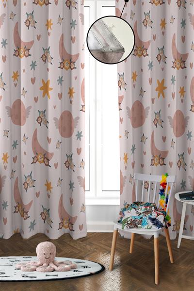 Dijital Baskı Yıkanabilir Dekoratif Modern Desenli 2 Kanat Bebek ve Çocuk Odası Fon Perdesi RB07
