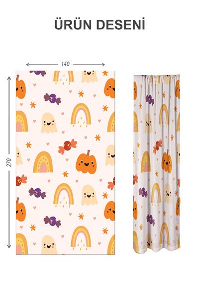 Dijital Baskı Yıkanabilir Dekoratif Modern Desenli 2 Kanat Bebek ve Çocuk Odası Fon Perdesi RB02