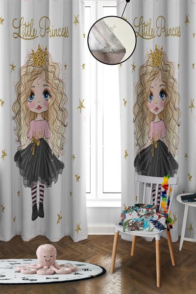 Dijital Baskı Yıkanabilir Kız Desenli 2 Kanat Bebek ve Çocuk Odası Fon Perdesi