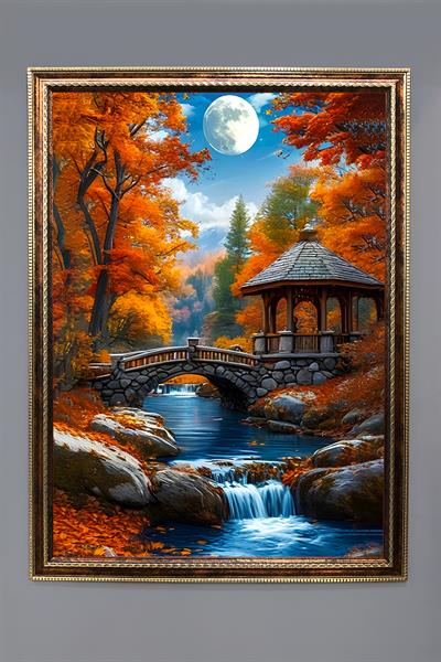 Doğa ve Manzara Desenli Çerçeveli Duvar Tablosu 50x70cm SERENE09