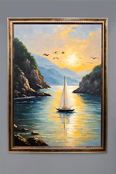 Doğa ve Manzara Desenli Çerçeveli Duvar Tablosu 50x70cm SERENE20